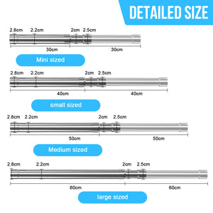 WAENLIR 31cm-52cm Extendable Stainless Steel Wardrobe Rail, Adjustable Clothes Rail Pole With End Sockets