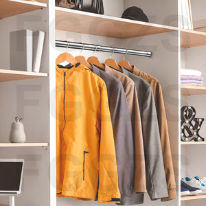 WAENLIR 31cm-52cm Extendable Stainless Steel Wardrobe Rail, Adjustable Clothes Rail Pole With End Sockets